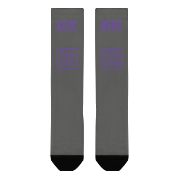 Custom Dark Grey Light Purple Knee-High Sock