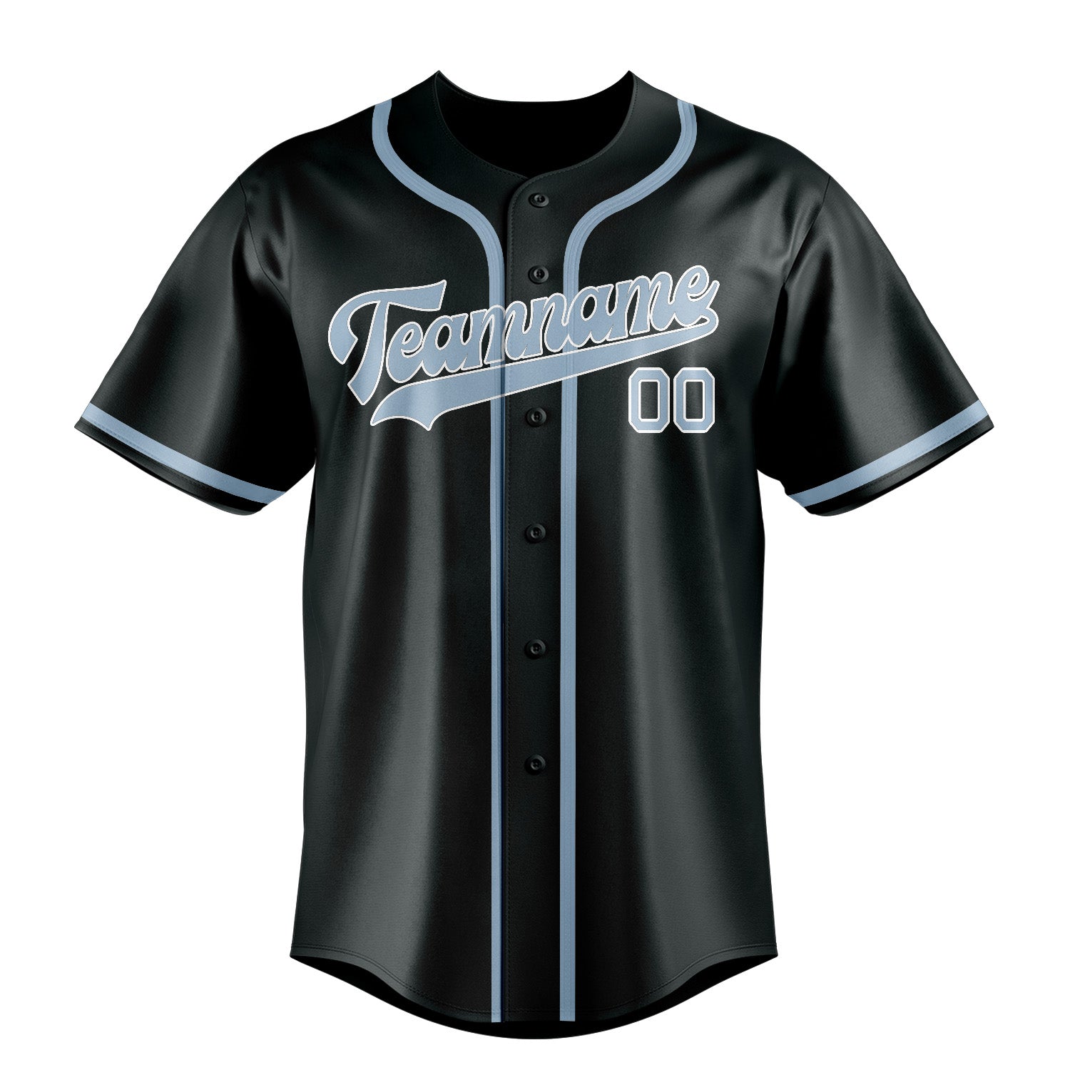 Custom Dark Grey Light Blue Baseball Jersey