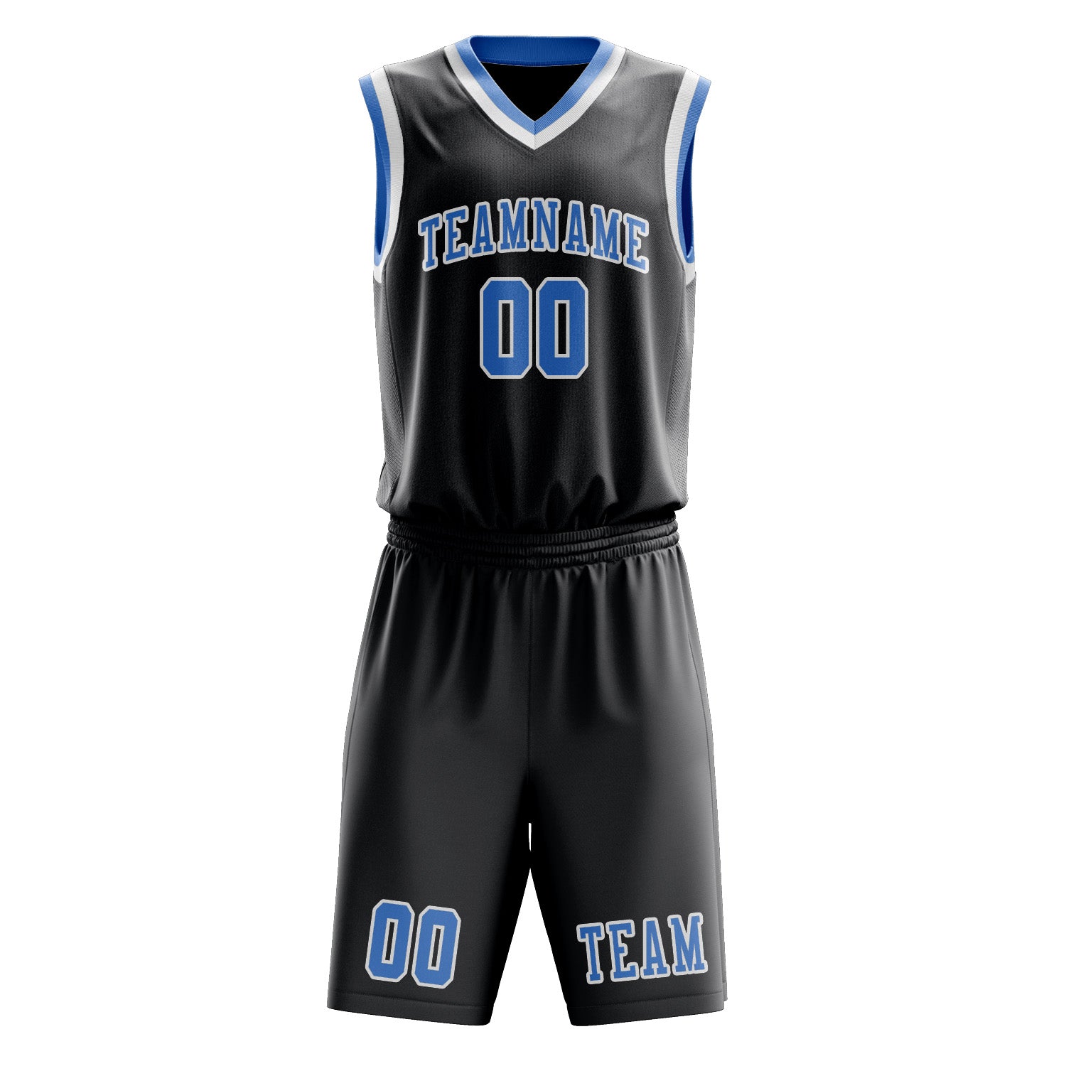 Custom Dark Grey Light Blue Basketball Set