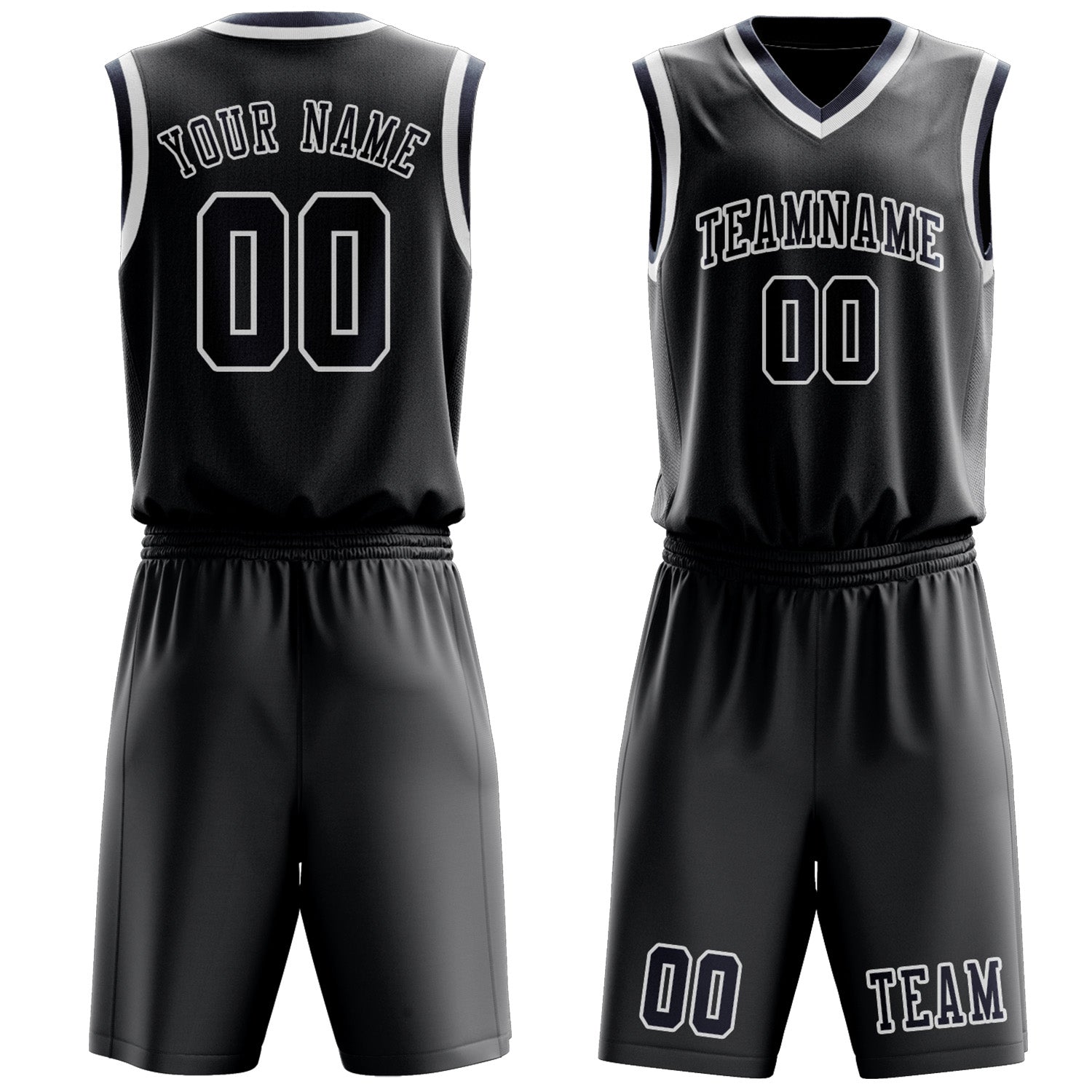 Custom Dark Grey Blue Basketball Set