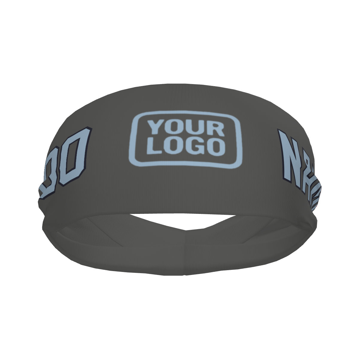 Custom Dark Grey Light Blue Sports headband