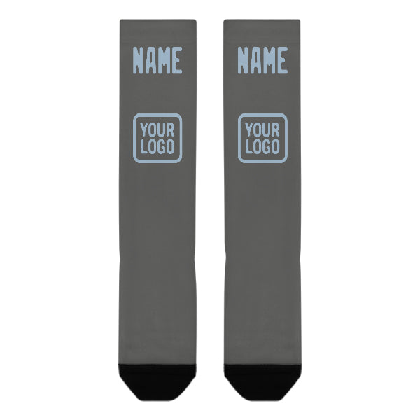 Custom Dark Grey Light Blue Knee-High Sock
