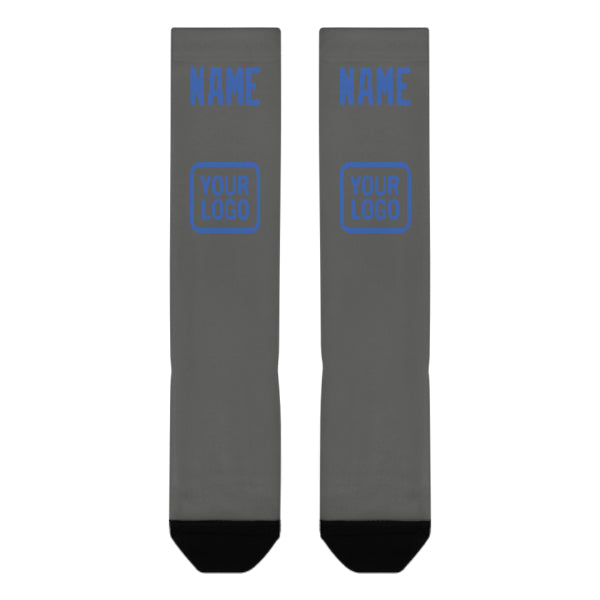 Custom Dark Grey Sky Blue Knee-High Sock