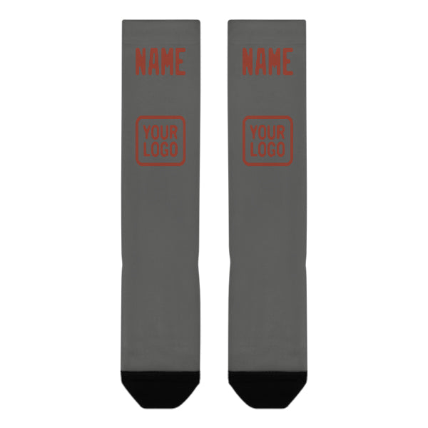 Custom Dark Grey Coral Red Knee-High Sock