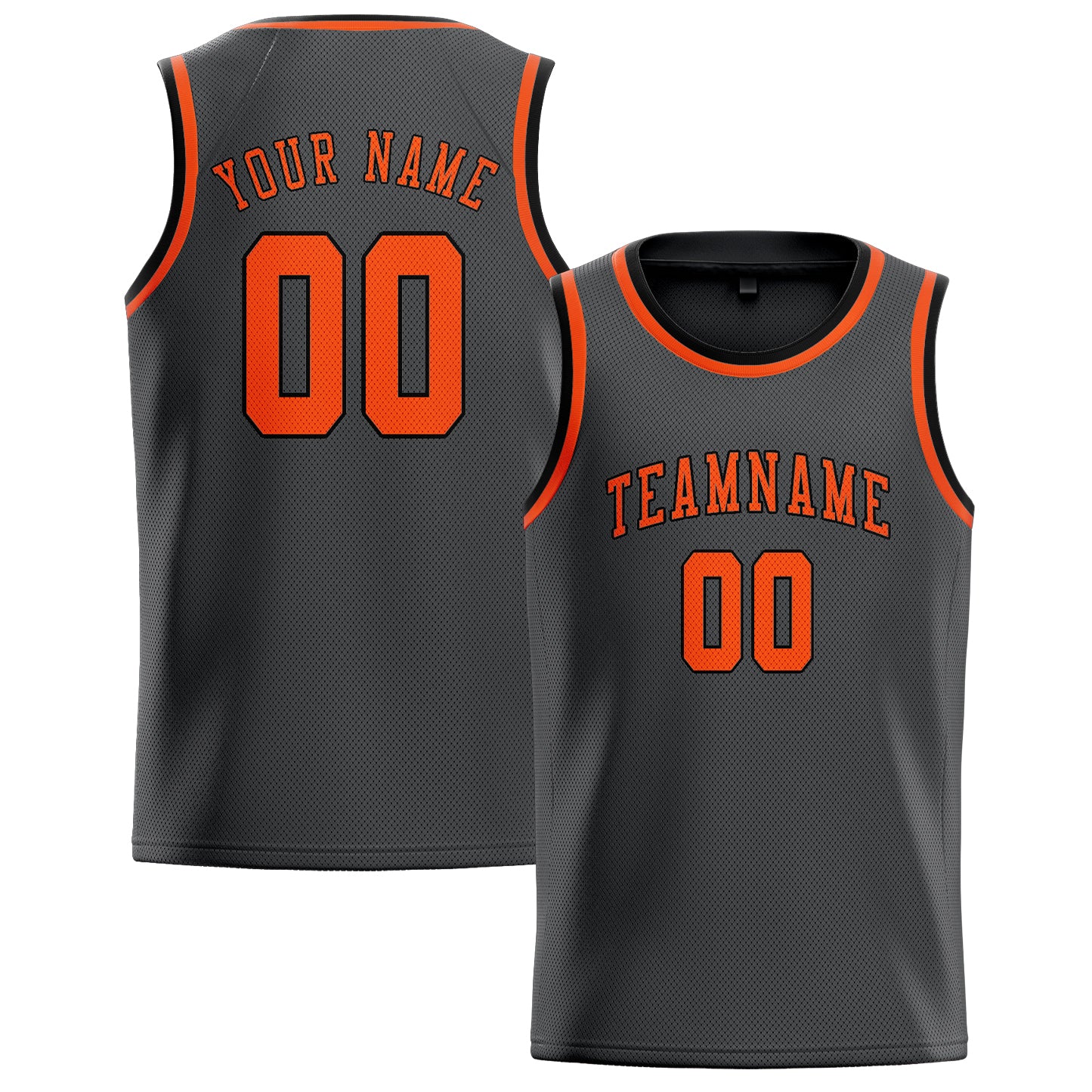 Custom Dark Grey Orange Red Basketball Jersey