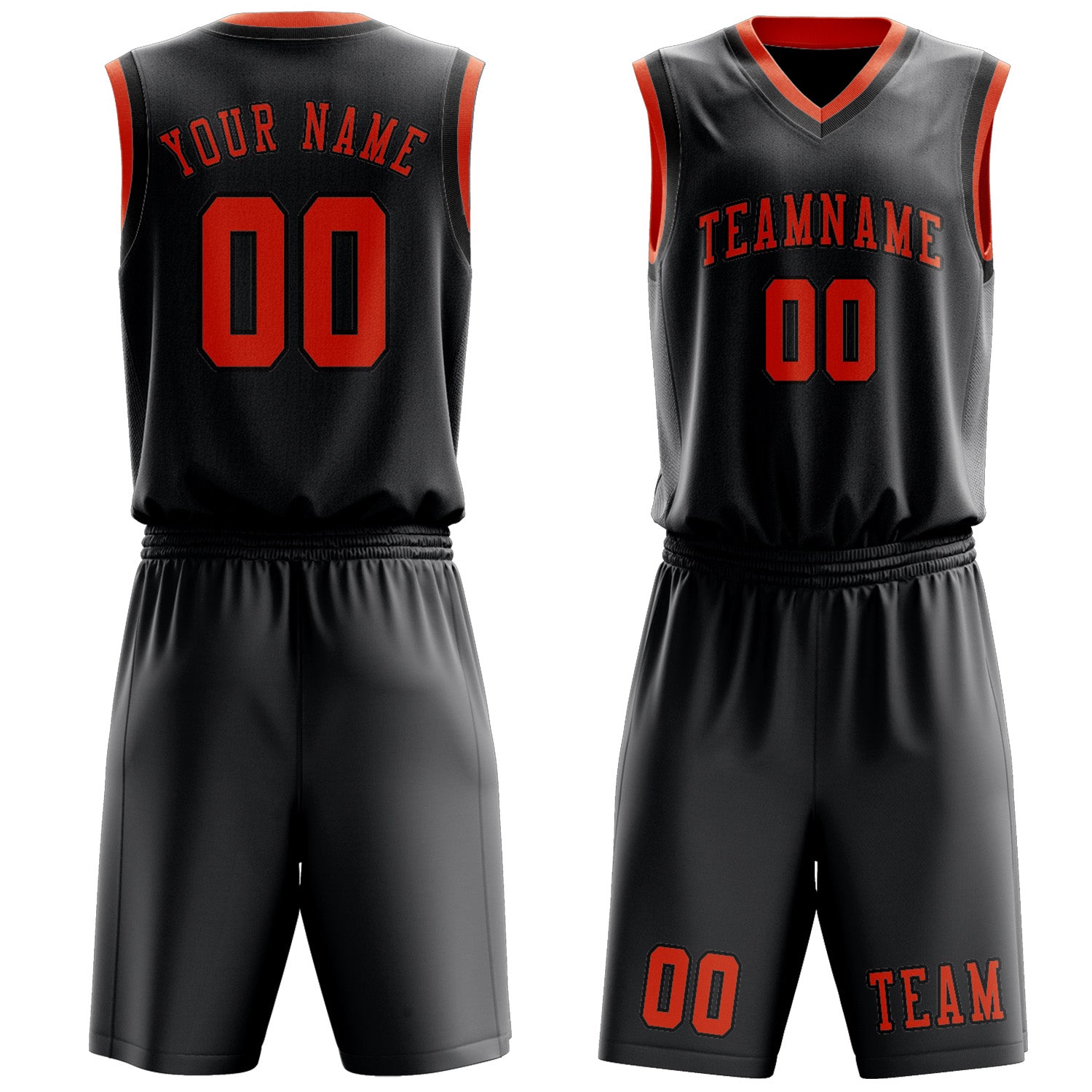 Custom Dark Grey Orange Red Basketball Set