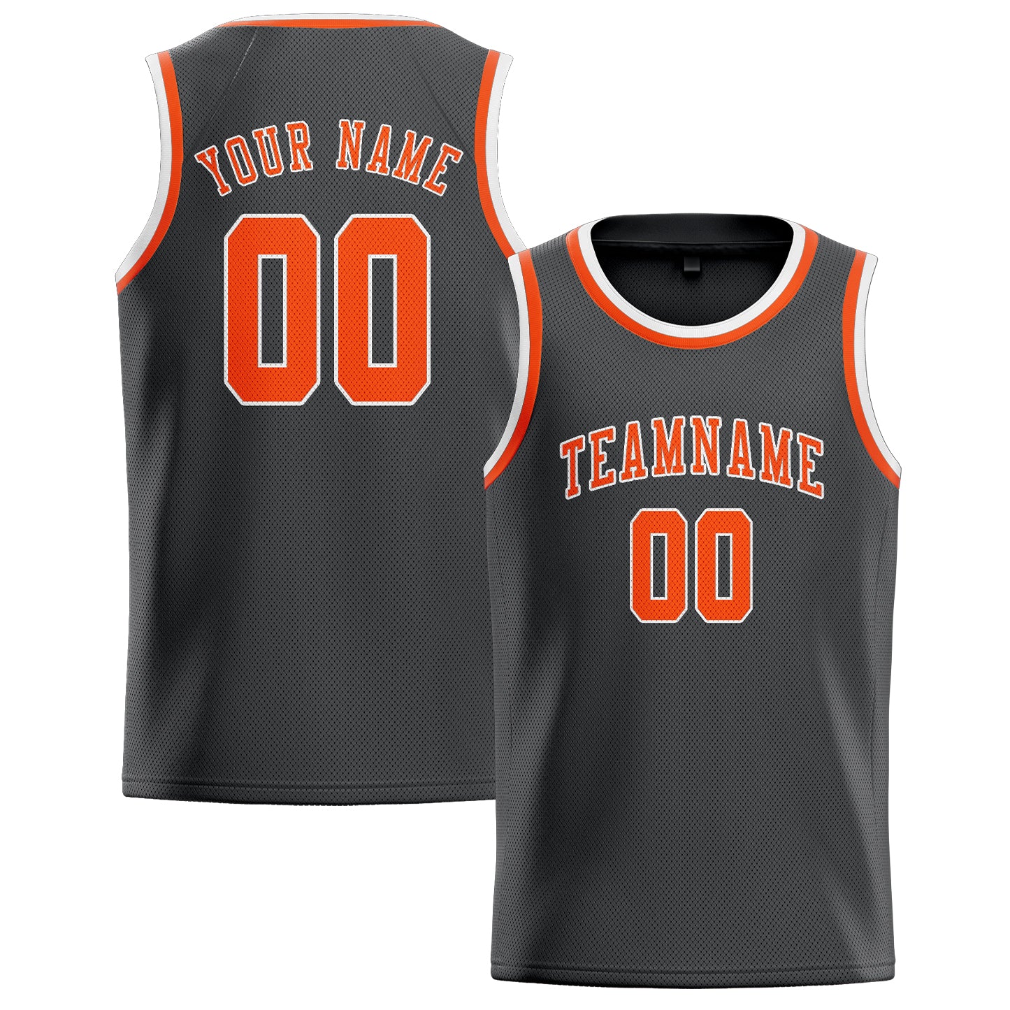 Custom Dark Grey Orange Red Basketball Jersey