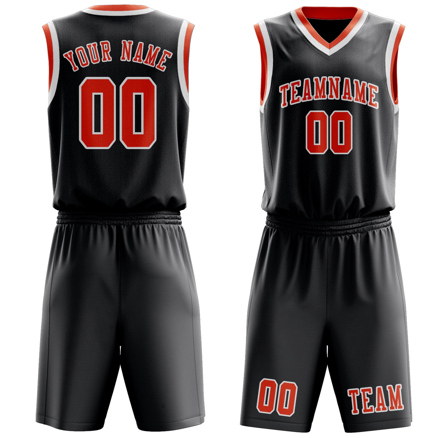 Custom Dark Grey Orange Red Basketball Set