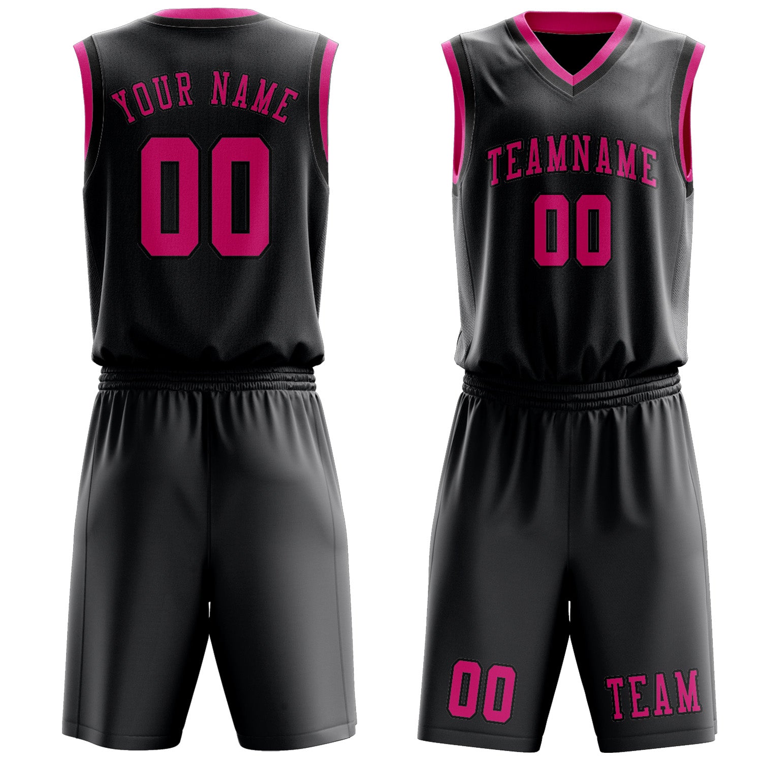 Custom Dark Grey Pink Basketball Set