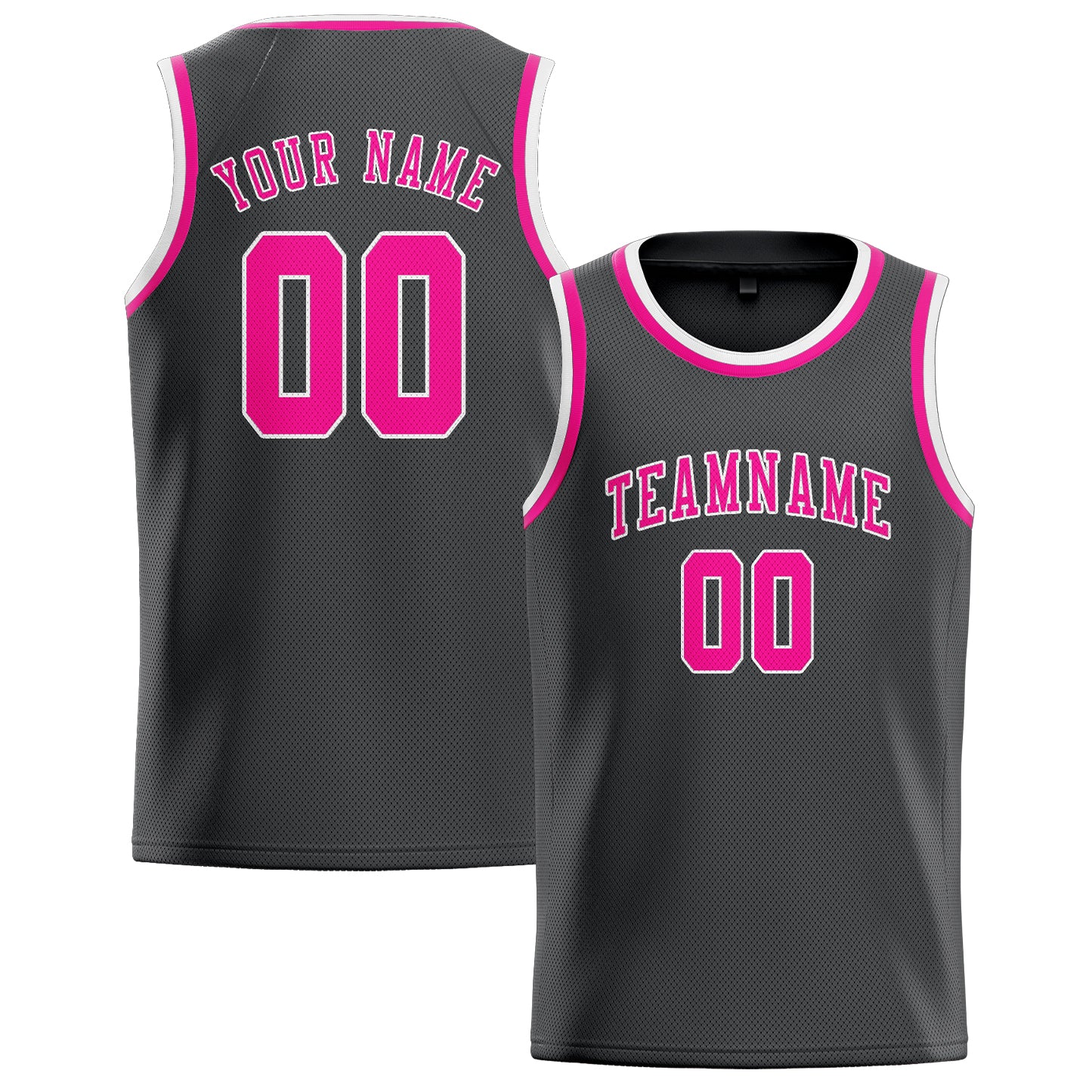 Custom Dark Grey Pink Basketball Jersey