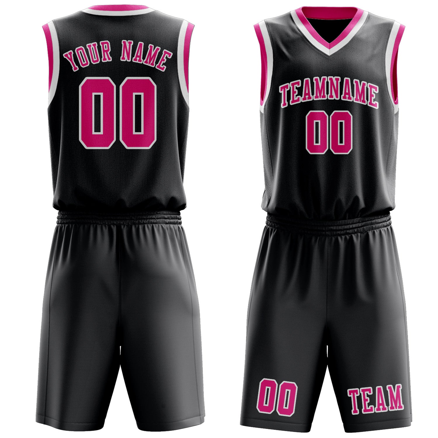 Custom Dark Grey Pink Basketball Set