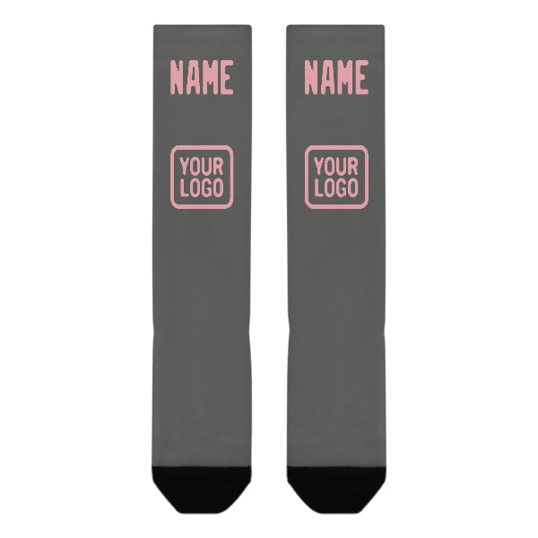Custom Dark Grey Light Pink Knee-High Sock