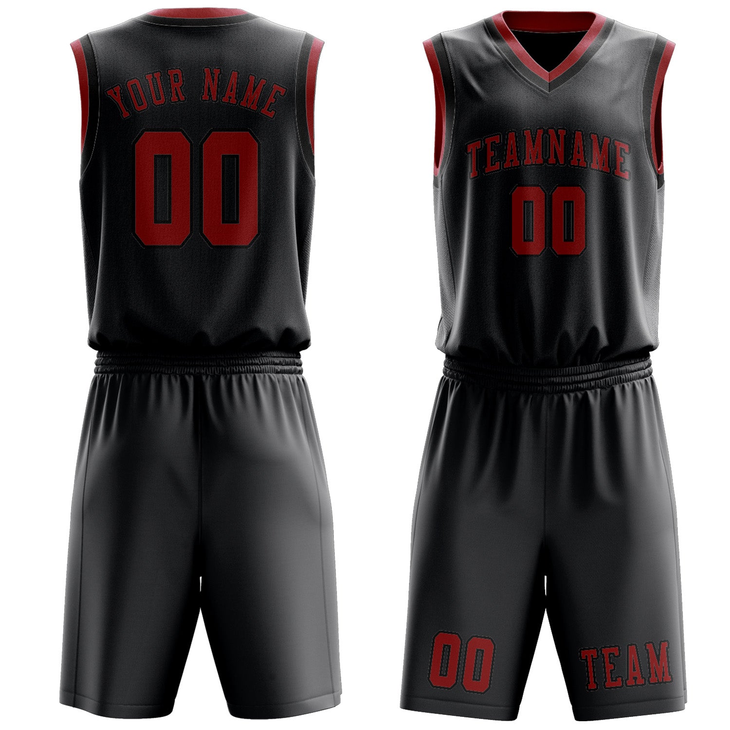 Custom Dark Grey Red Basketball Set