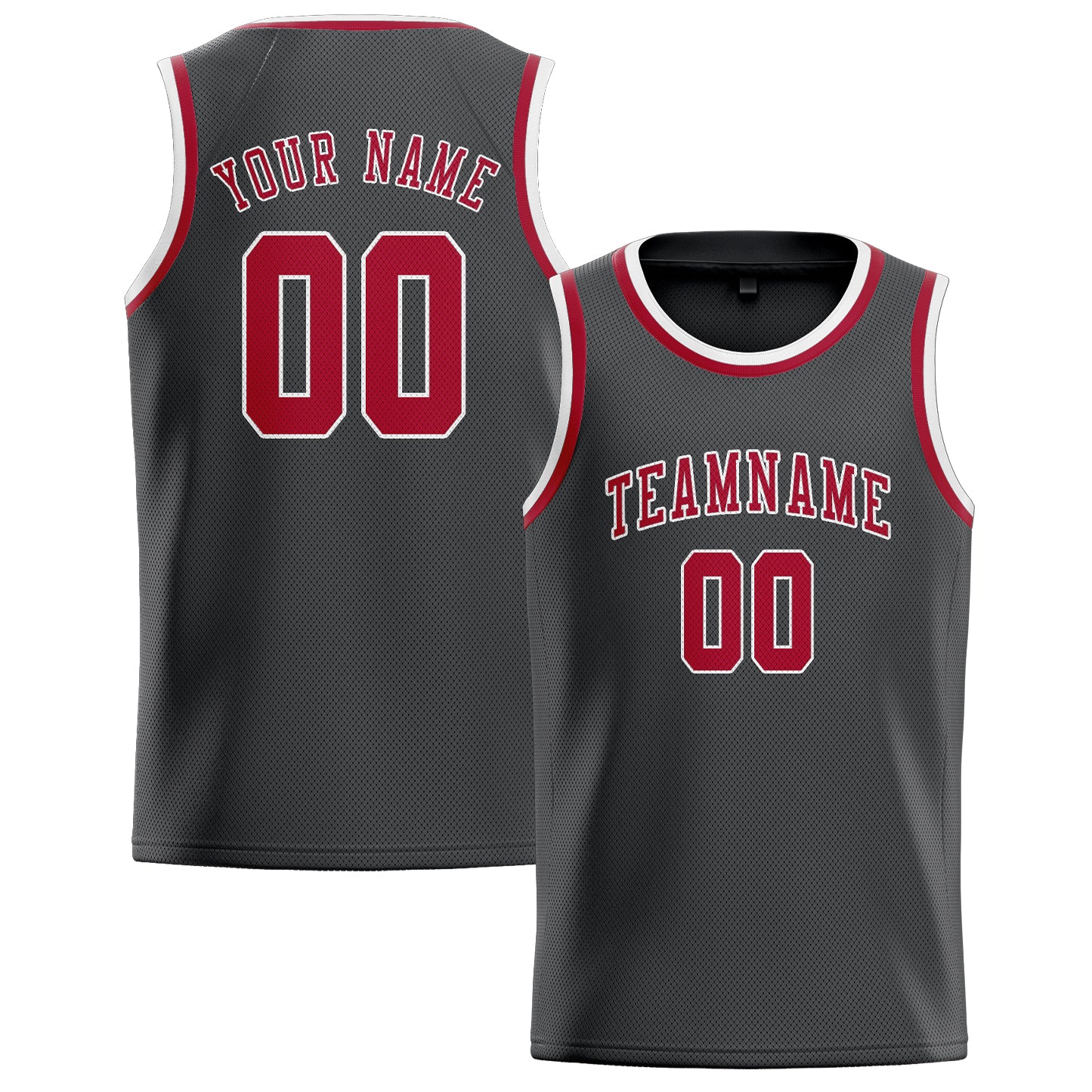 Custom Dark Grey Red Basketball Jersey