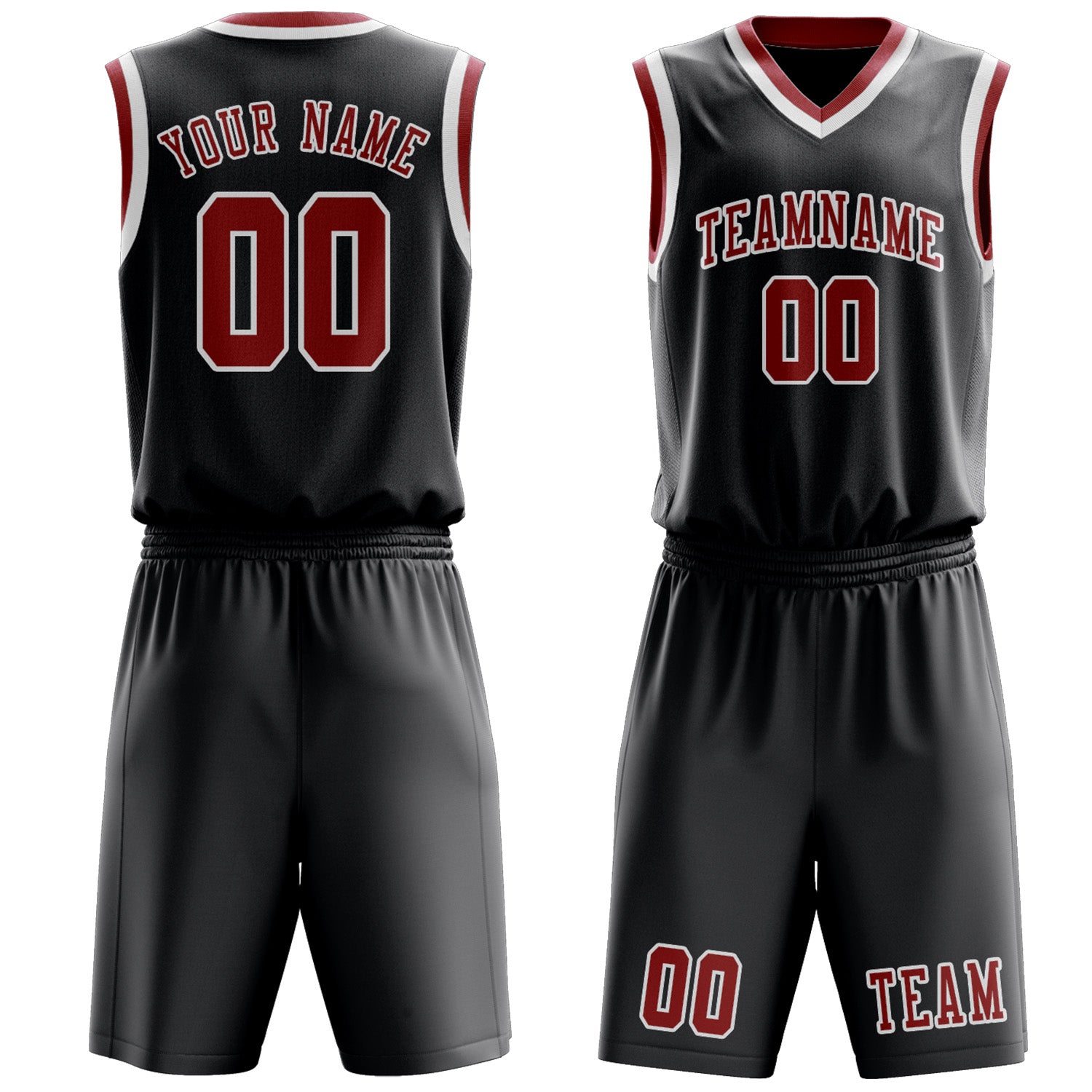 Custom Dark Grey Red Basketball Set