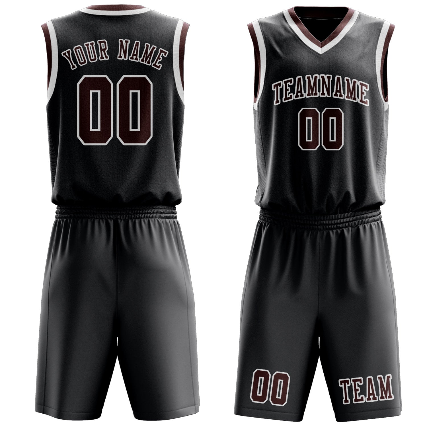 Custom Dark Grey Crimson Red Basketball Set