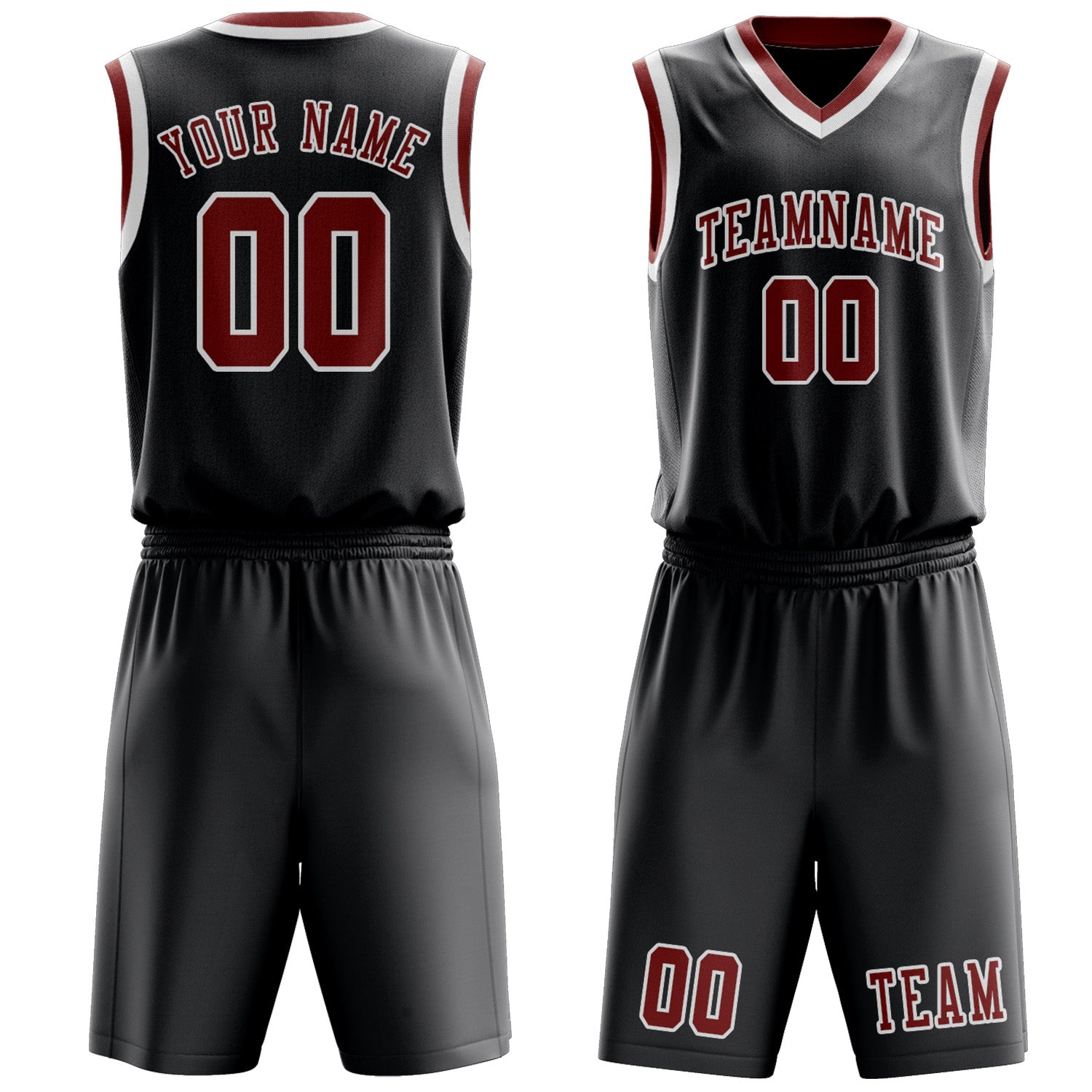 Custom Dark Grey Coral Red Basketball Set