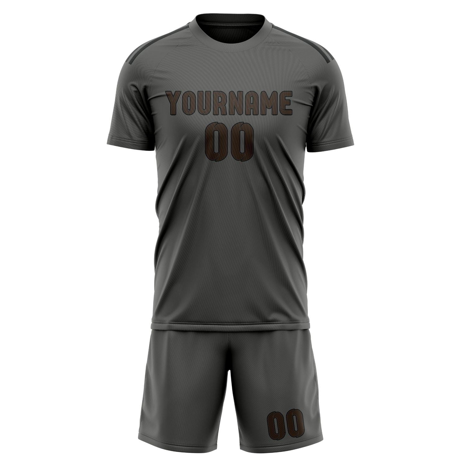Custom Dark Grey Brown Soccer Set