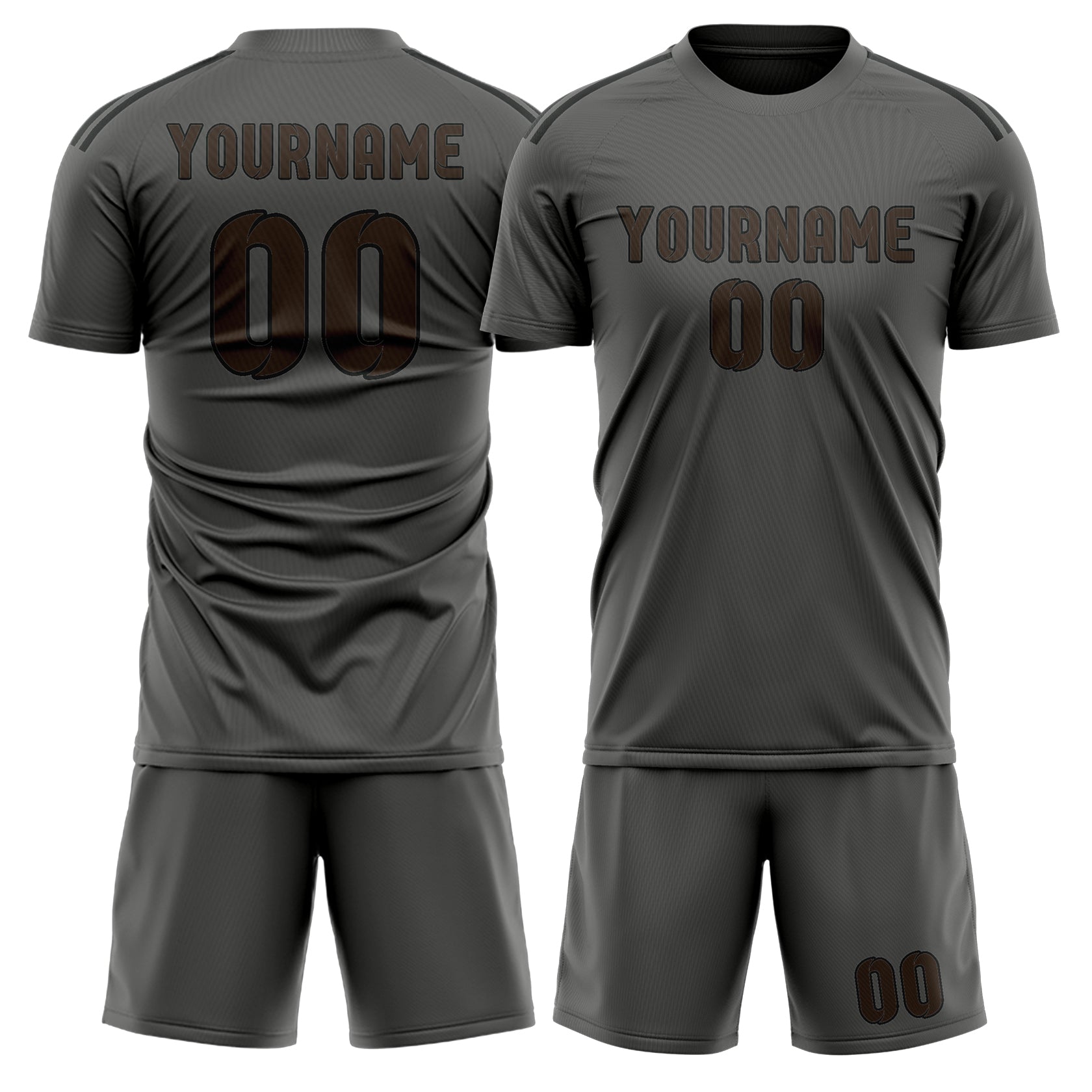 Custom Dark Grey Brown Soccer Set