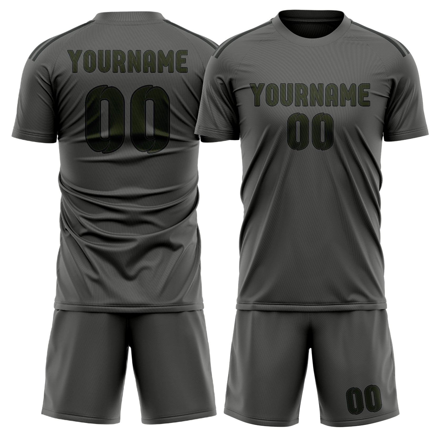 Custom Dark Grey Olive Soccer Set