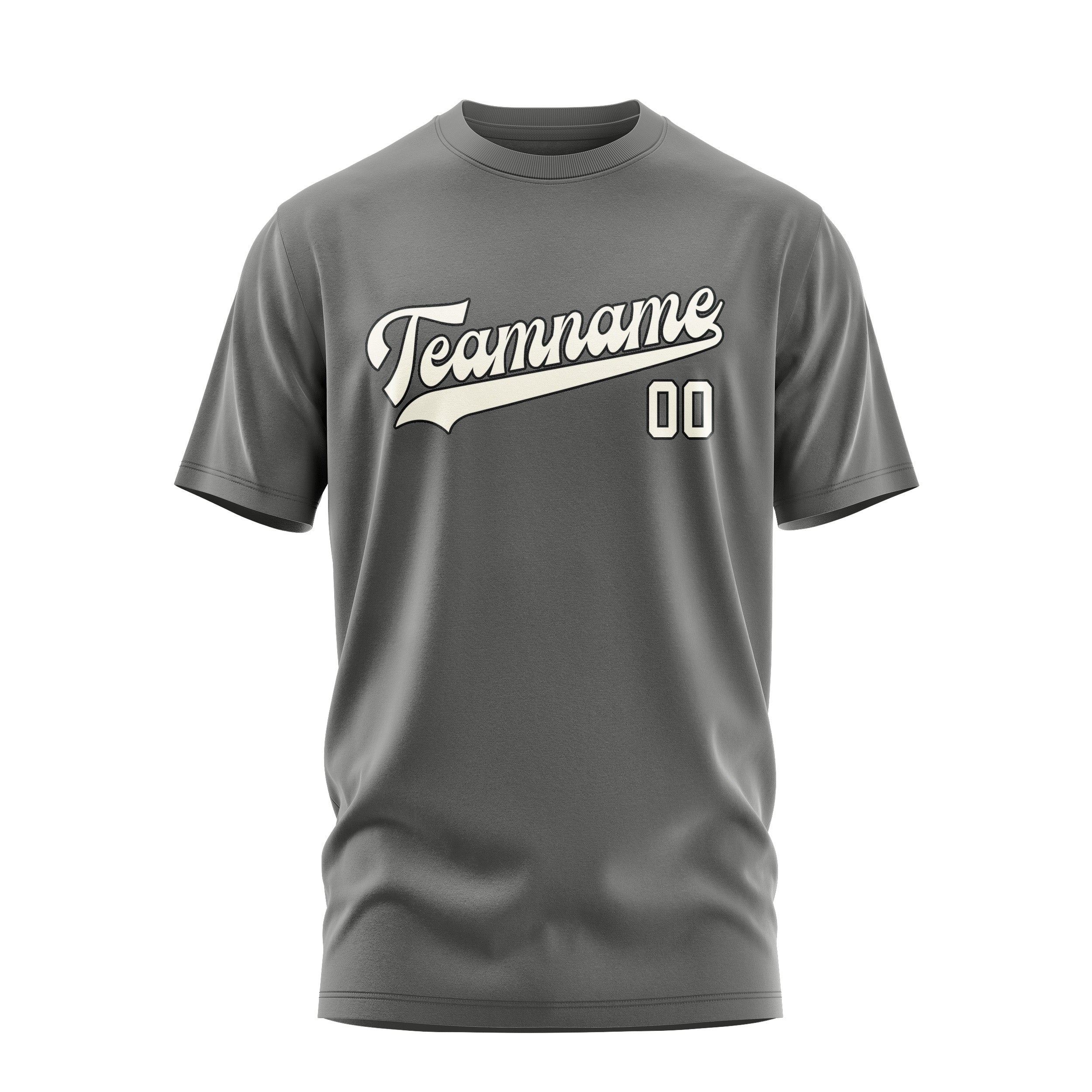 Custom Dark Grey Cream T-Shirt