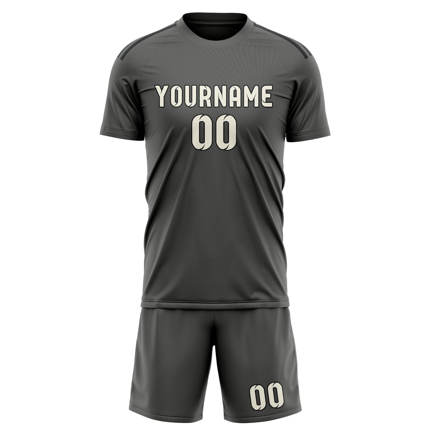 Custom Dark Grey Cream Soccer Set