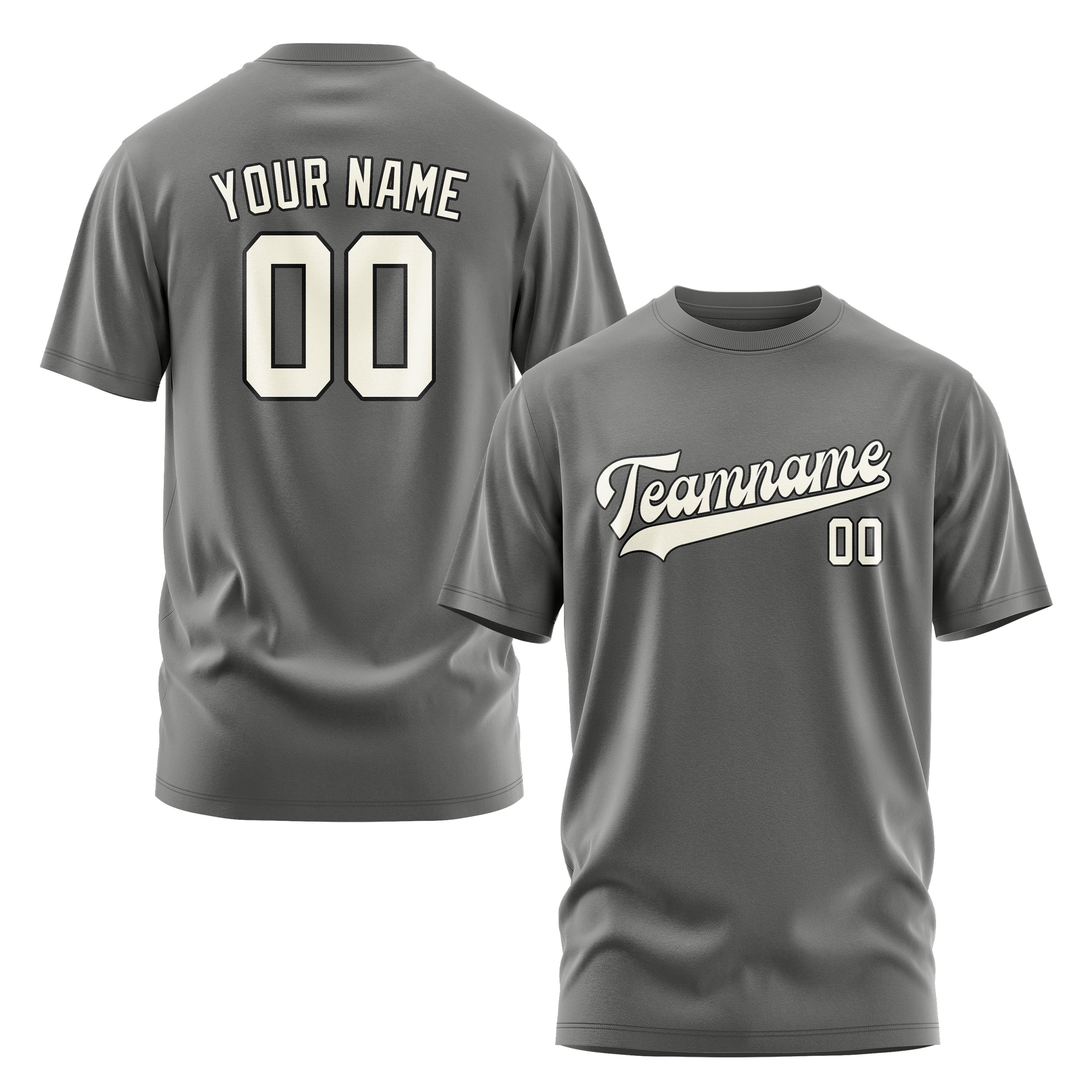 Custom Dark Grey Cream T-Shirt