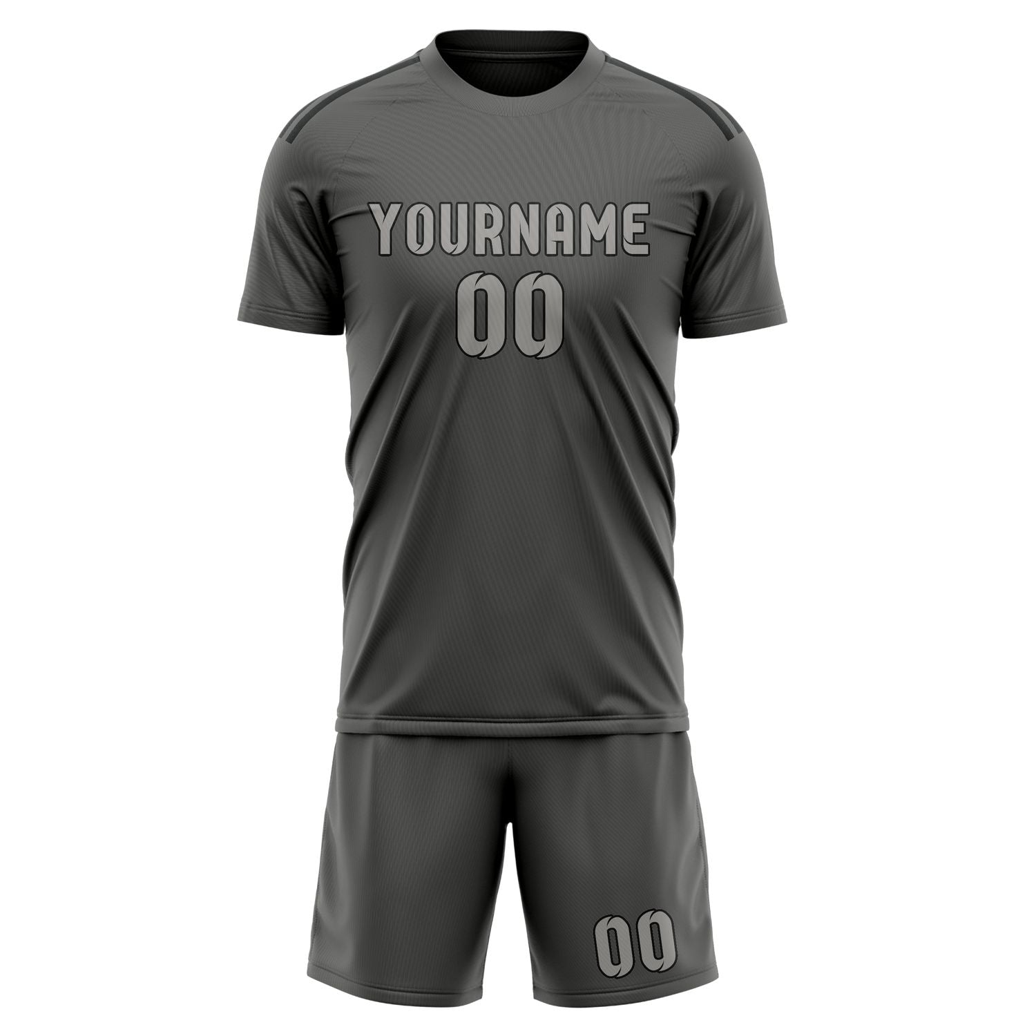 Custom Dark Grey Gray Soccer Set