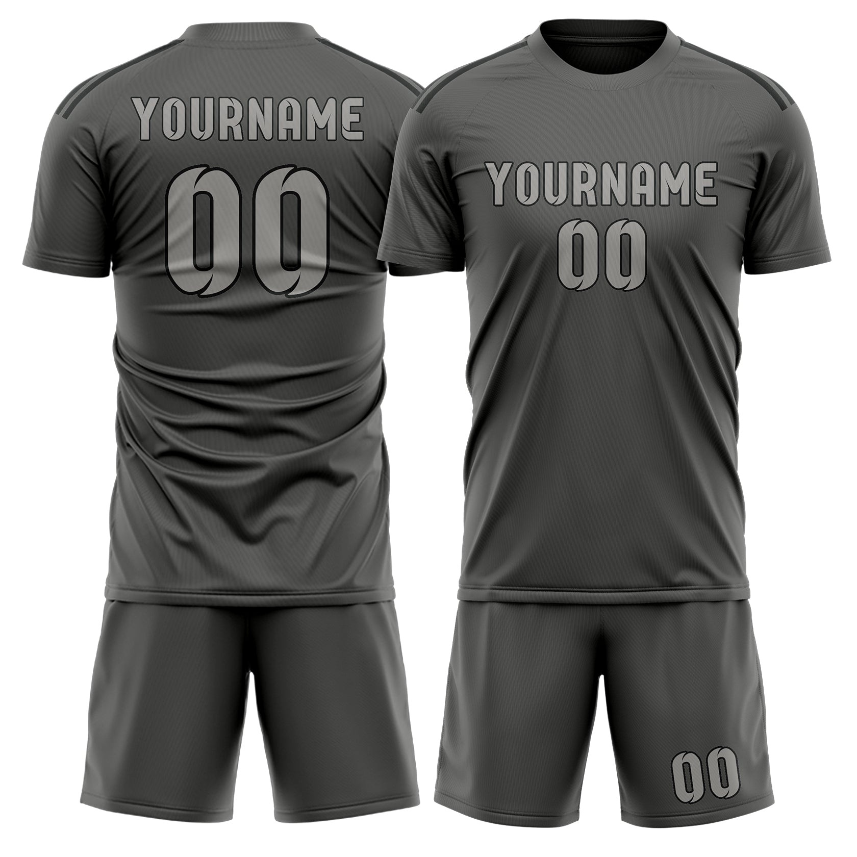 Custom Dark Grey Gray Soccer Set