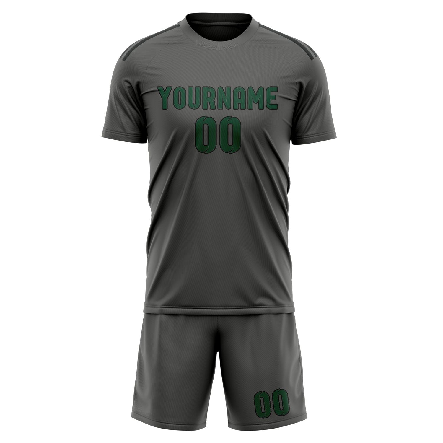 Custom Dark Grey Green Soccer Set