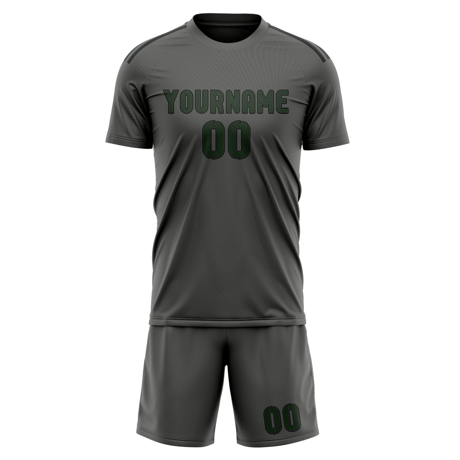 Custom Dark Grey Dark Green Soccer Set