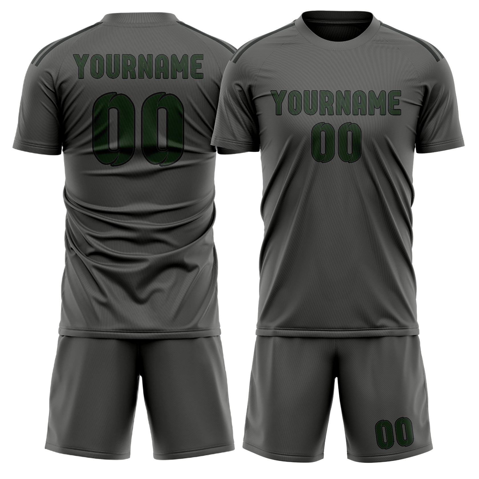Custom Dark Grey Dark Green Soccer Set