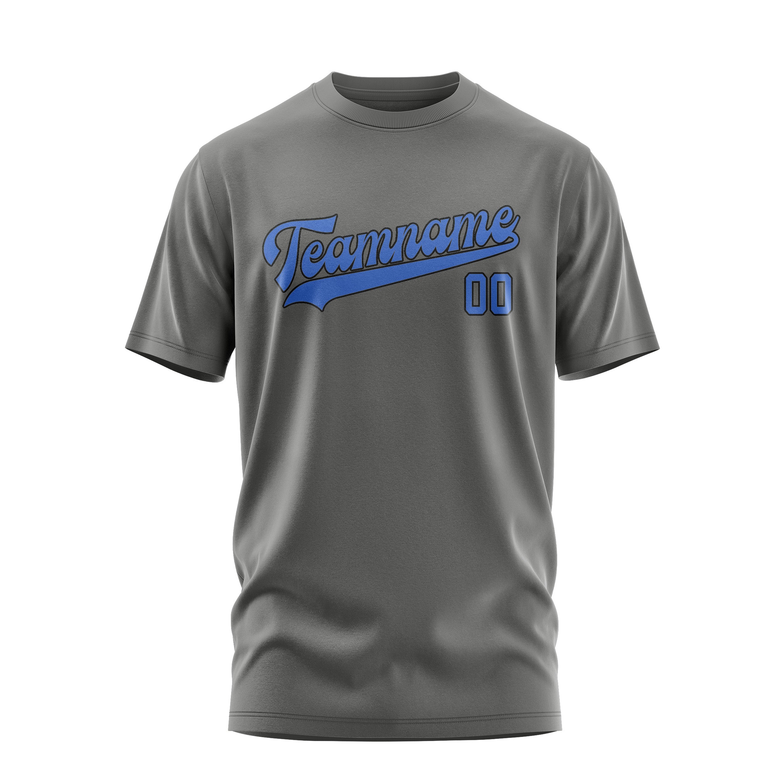 Custom Dark Grey Sky Blue T-Shirt