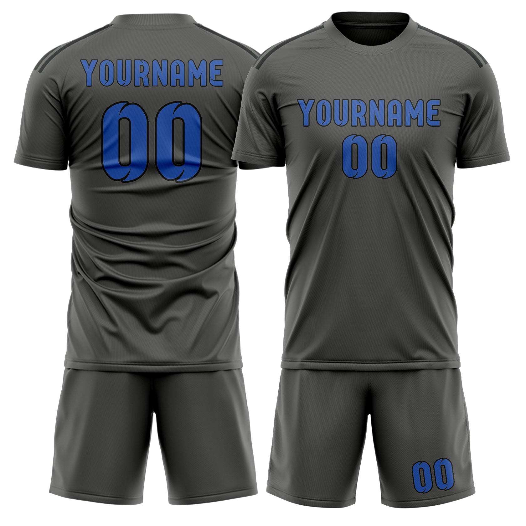 Custom Dark Grey Sky Blue Soccer Set