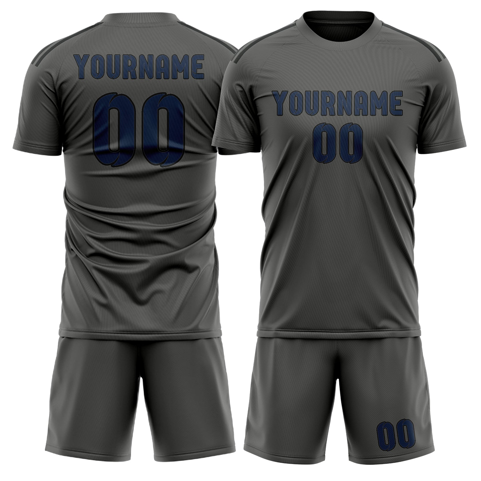 Custom Dark Grey Blue Soccer Set