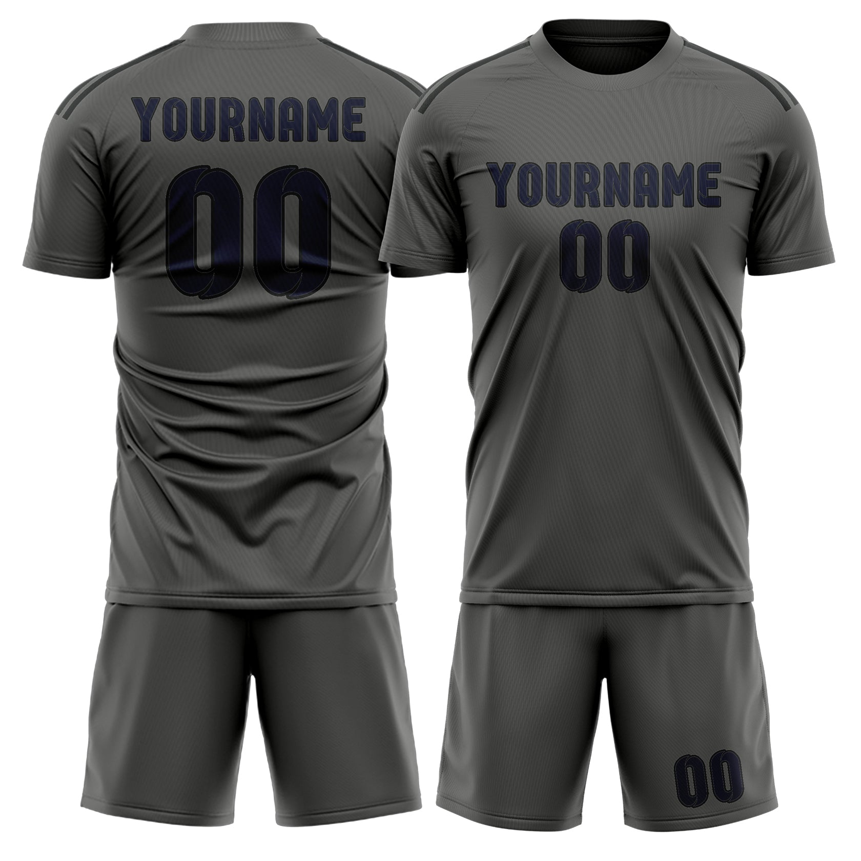 Custom Dark Grey Navy Soccer Set