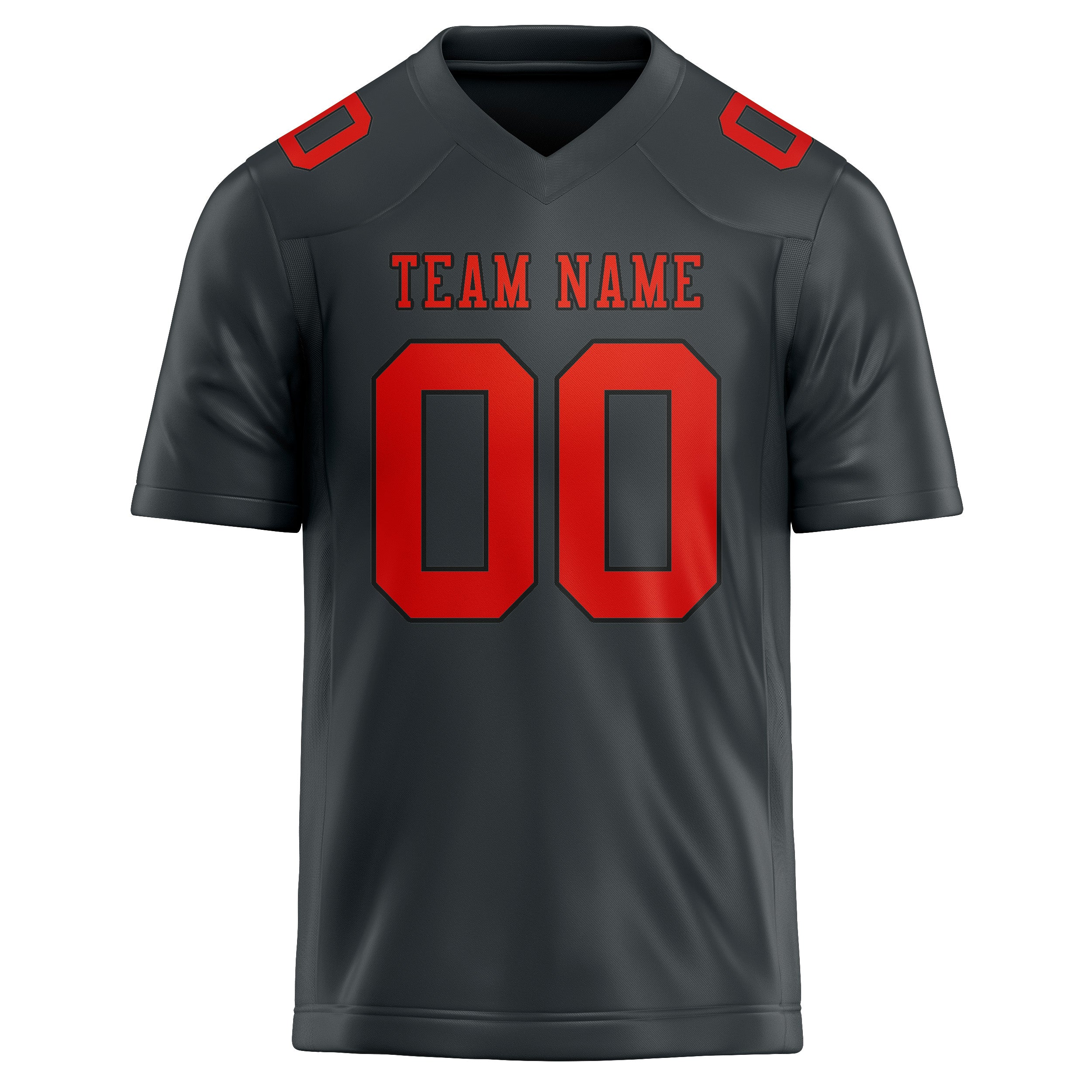 Custom Dark Grey Orange Red Football Jersey