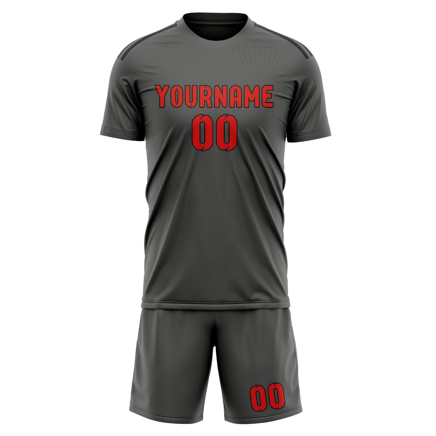 Custom Dark Grey Orange Red Soccer Set