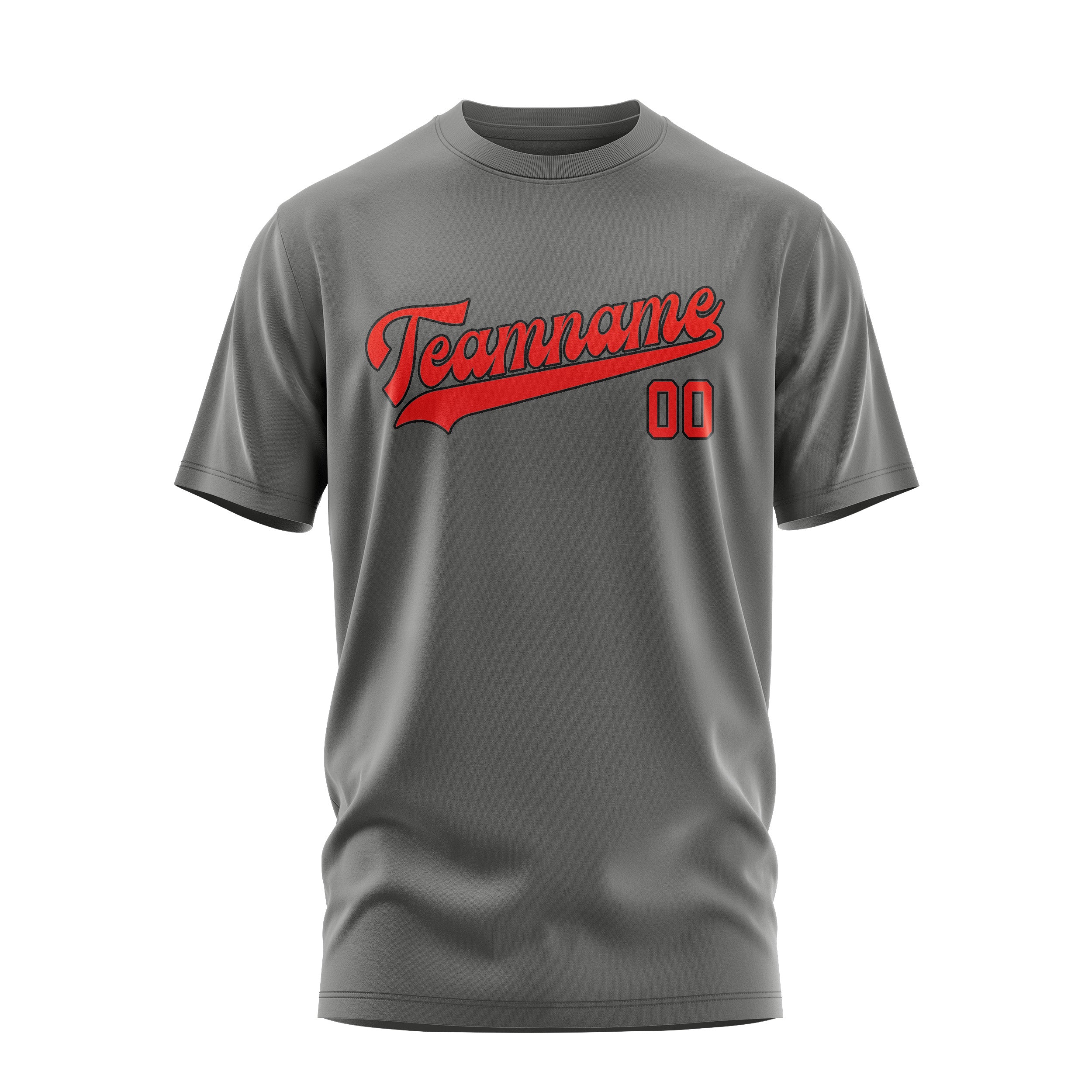Custom Dark Grey Orange Red T-Shirt