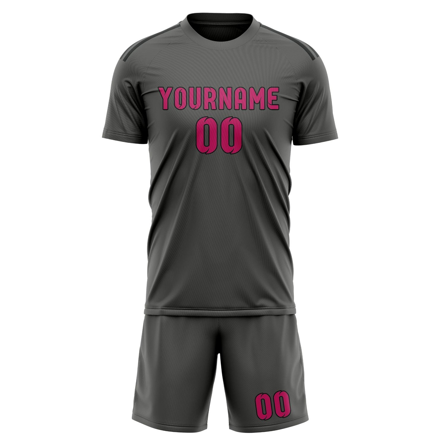 Custom Dark Grey Pink Soccer Set
