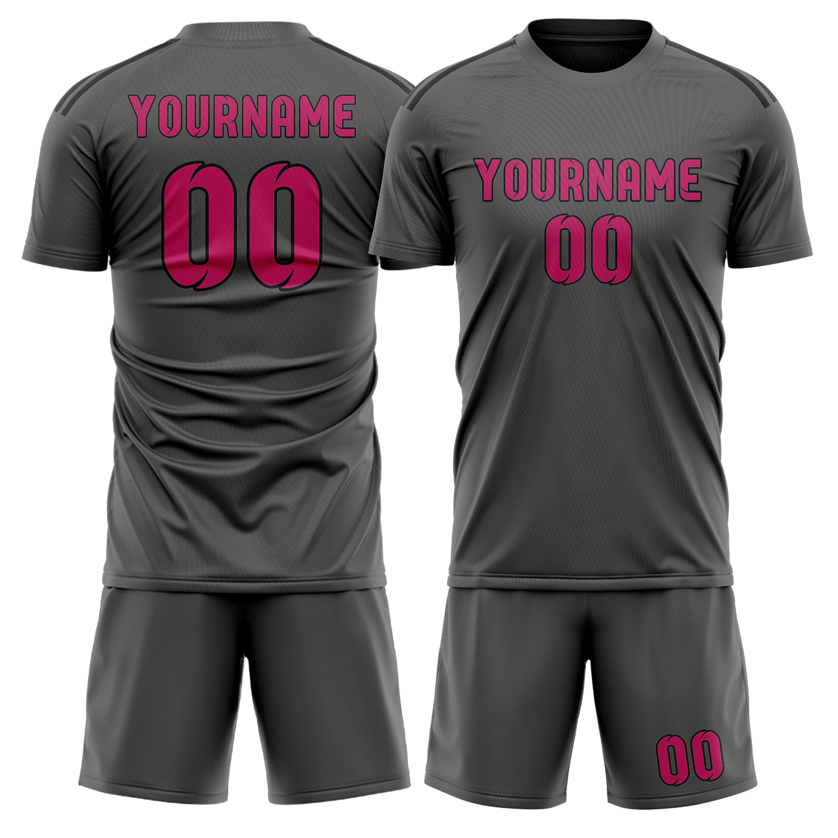 Custom Dark Grey Pink Soccer Set