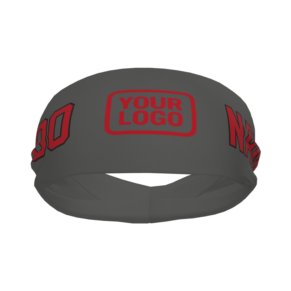Custom Dark Grey Red Sports headband