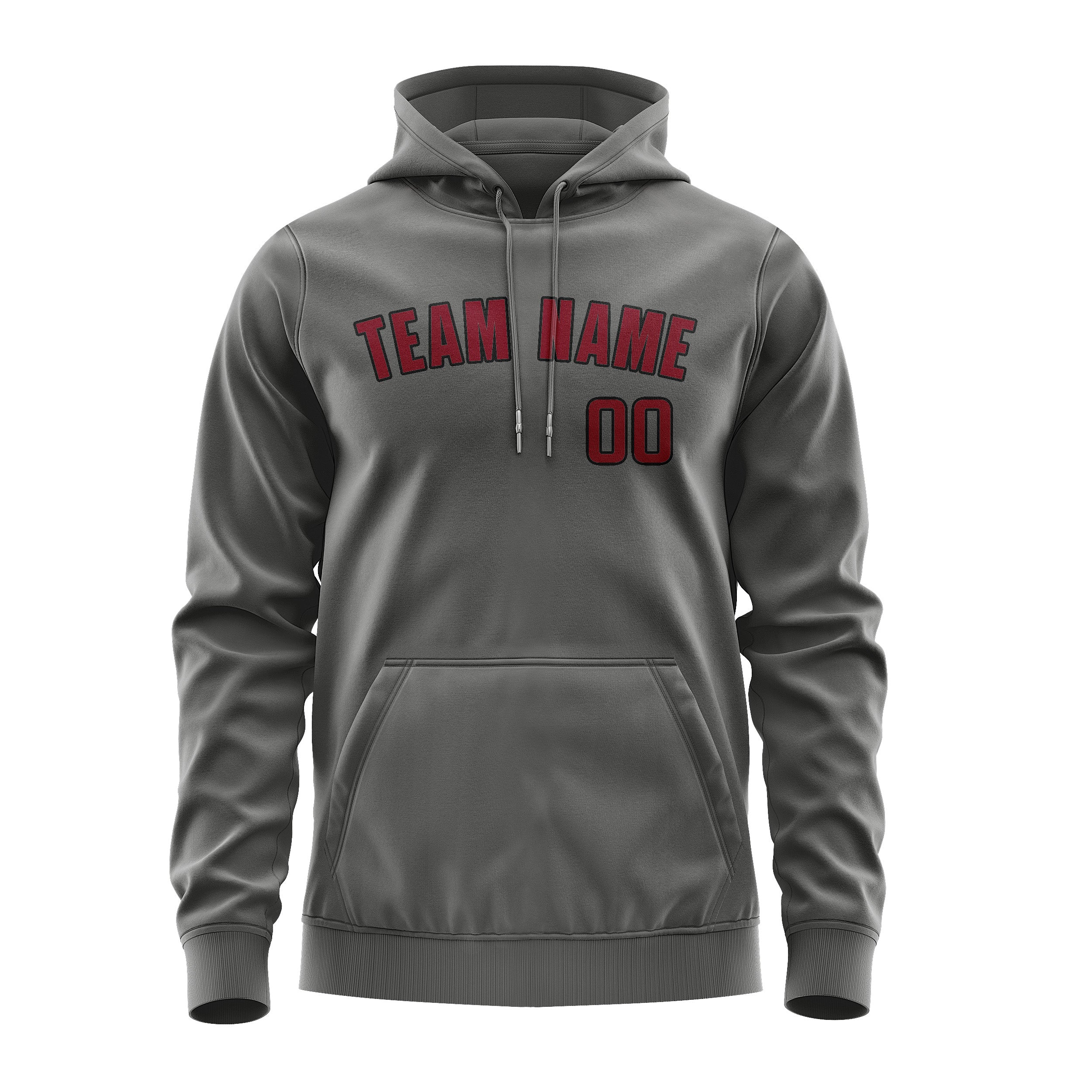 Custom Dark Grey Crimson Red Hoodie