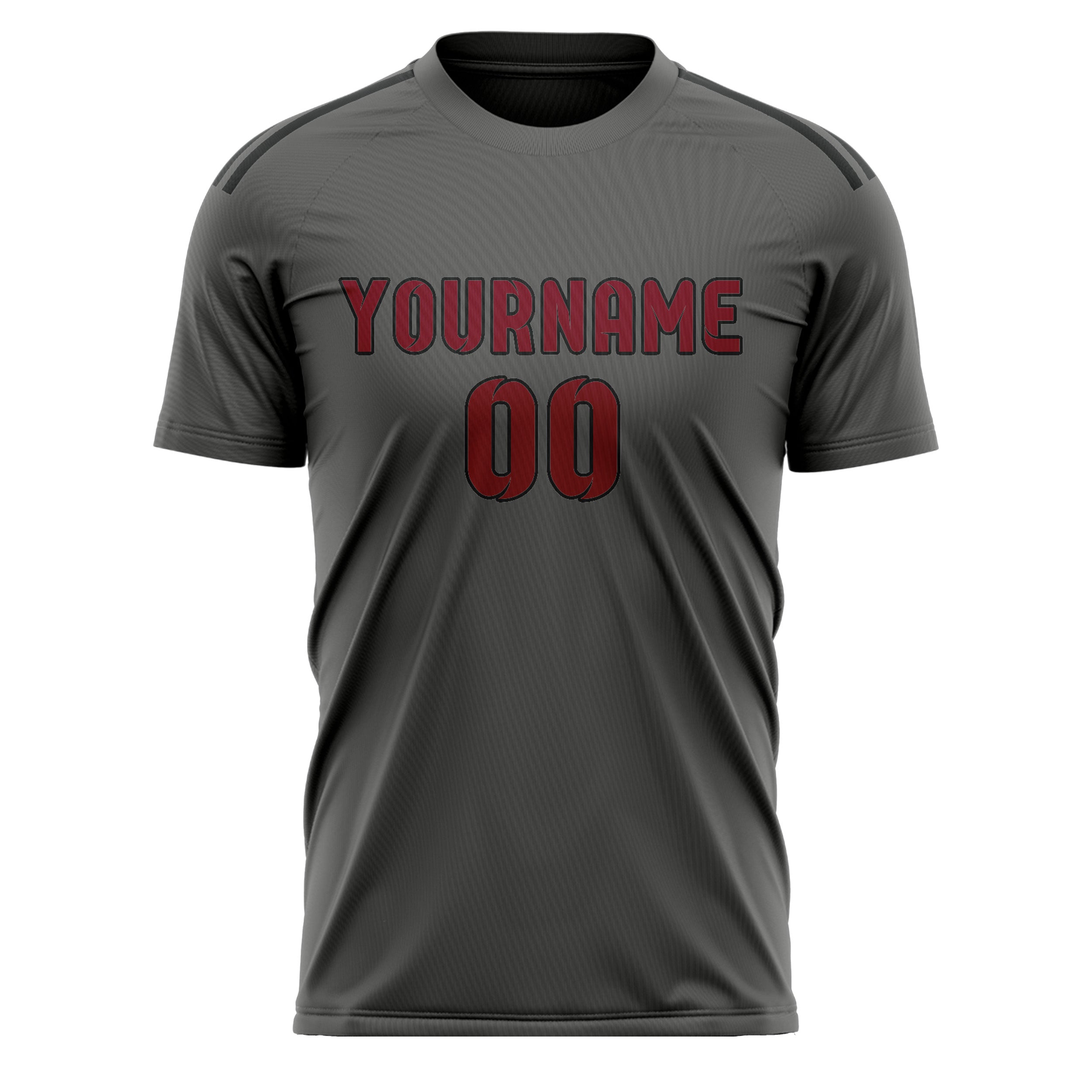 Custom Dark Grey Crimson Red Soccer Jersey