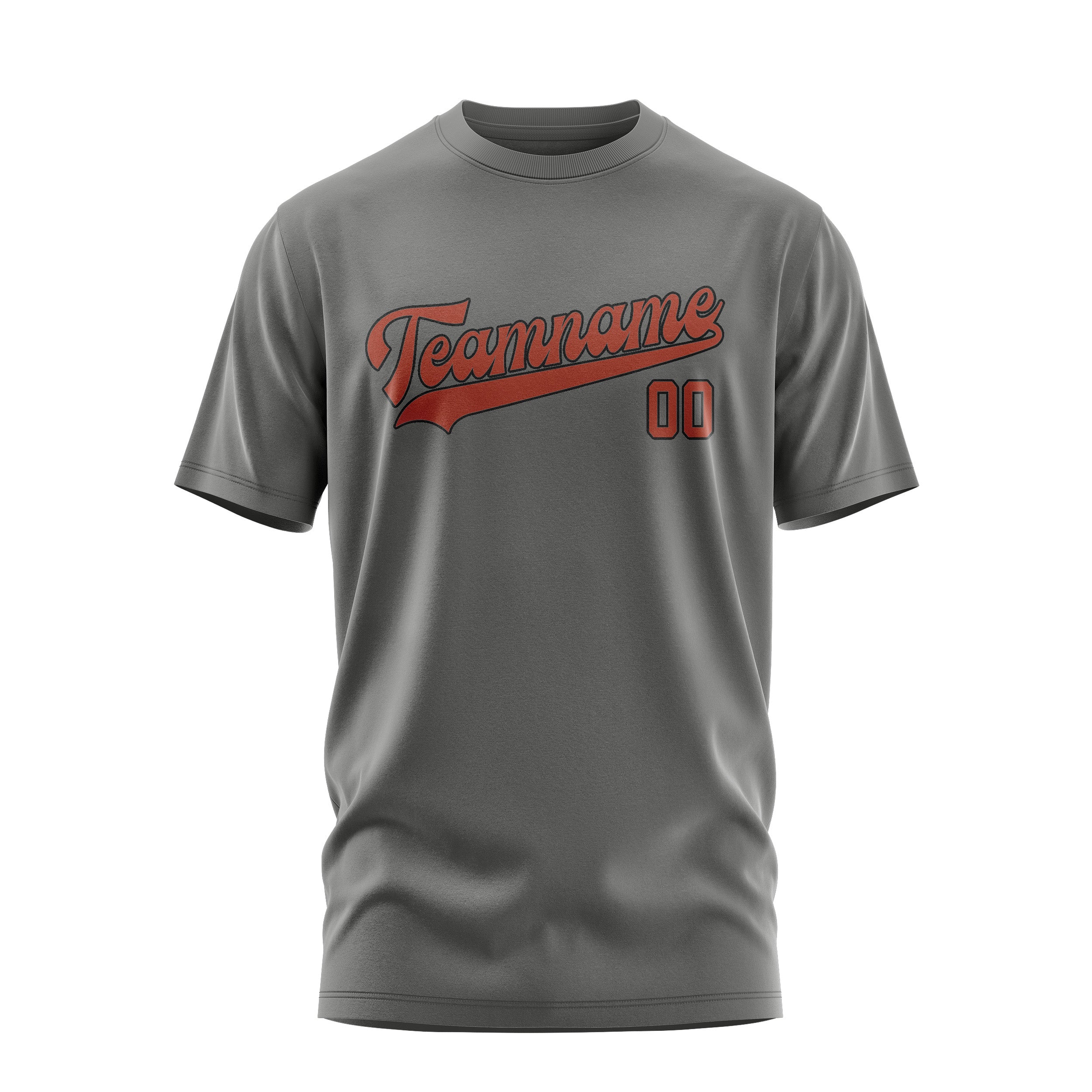 Custom Dark Grey Coral Red T-Shirt