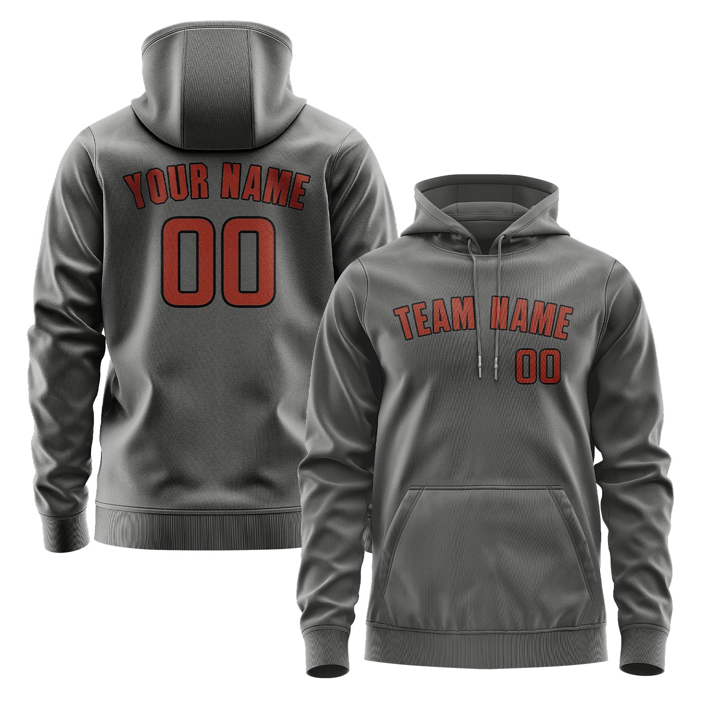 Custom Dark Grey Coral Red Hoodie
