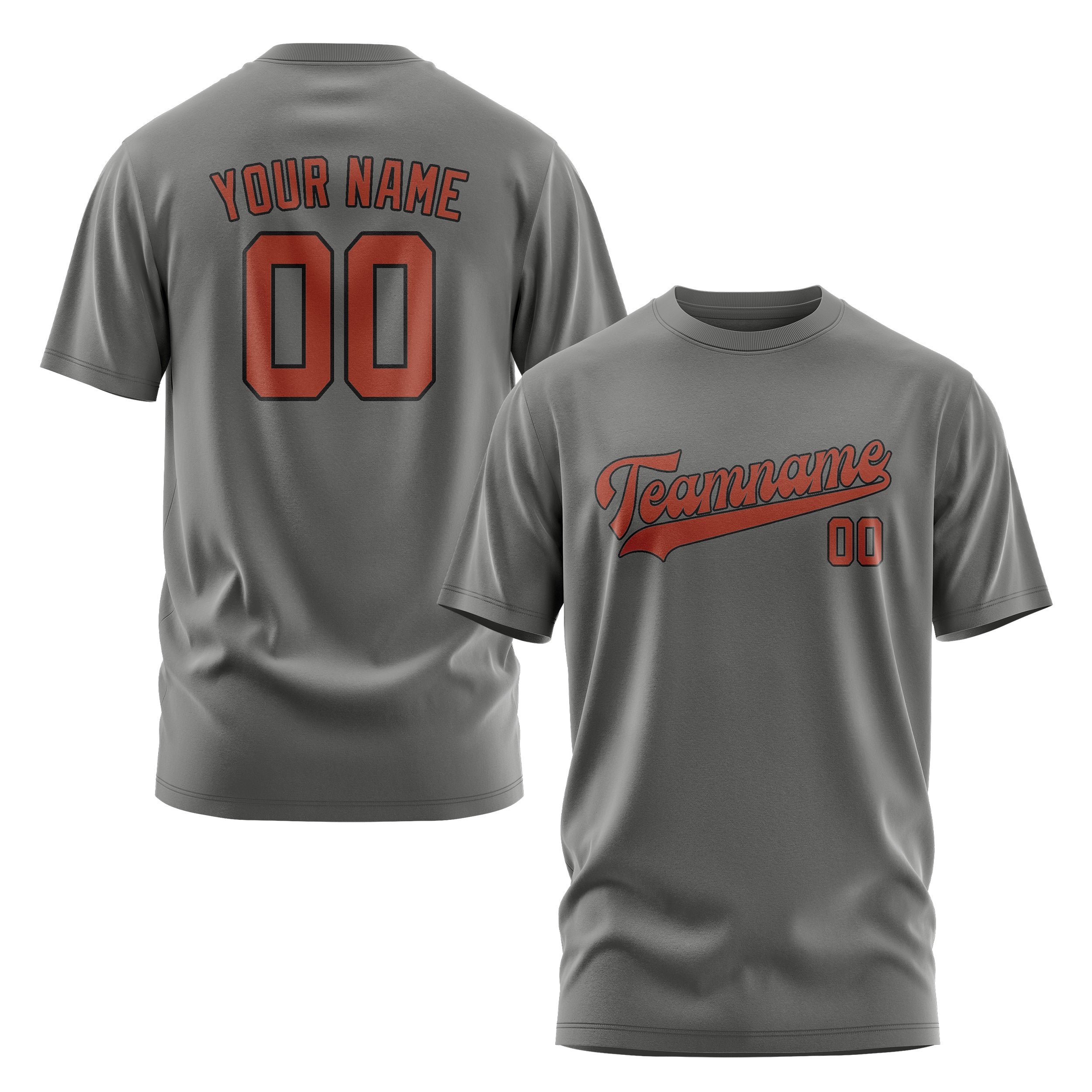 Custom Dark Grey Coral Red T-Shirt