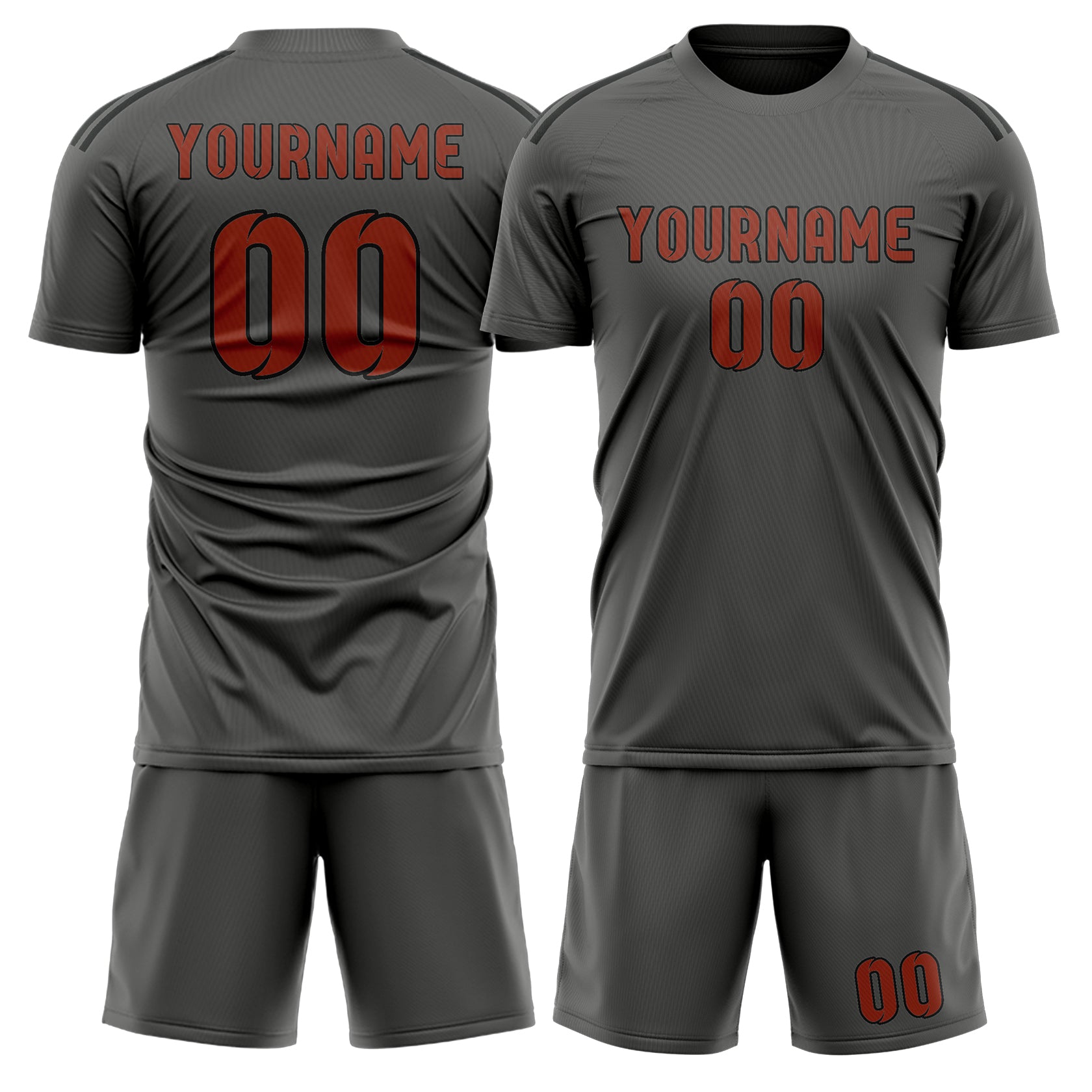 Custom Dark Grey Coral Red Soccer Set