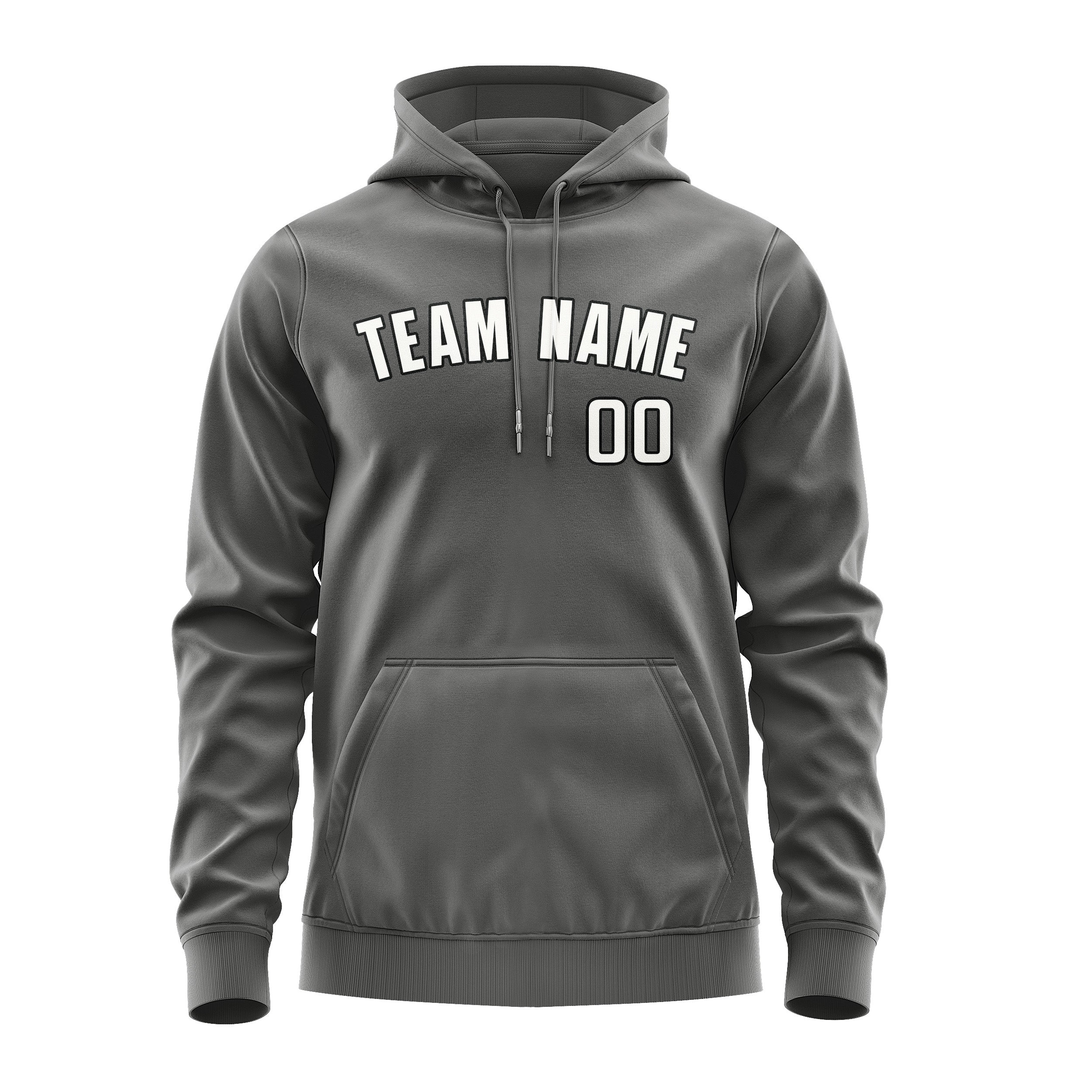 Custom Dark Grey White Hoodie