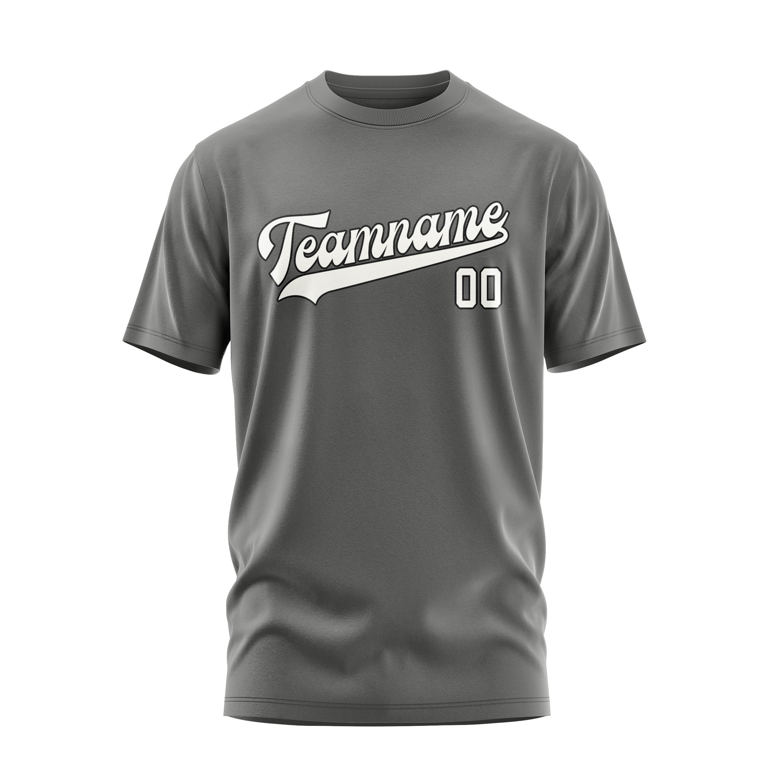 Custom Dark Grey White T-Shirt